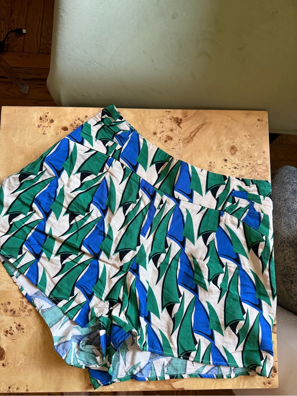 Zara Green & Blue Patterned Athletic Shorts